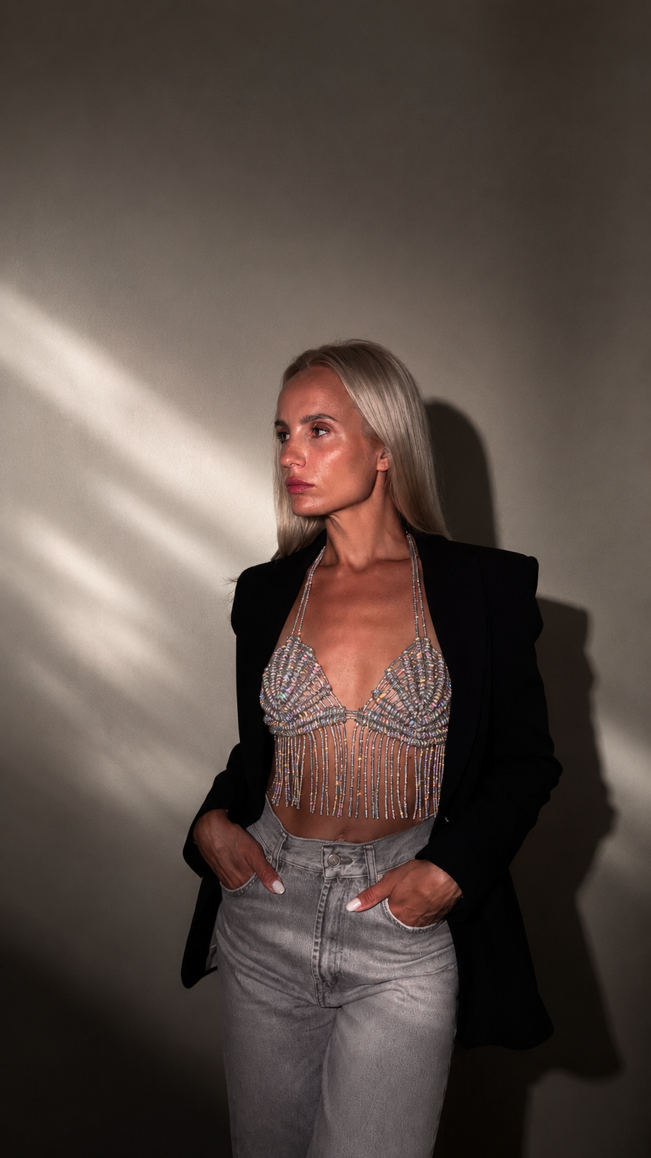 Luxury Rhinestone Macrame Top – Handcrafted Crystal Fringe Bralette & Festival Body Jewelry