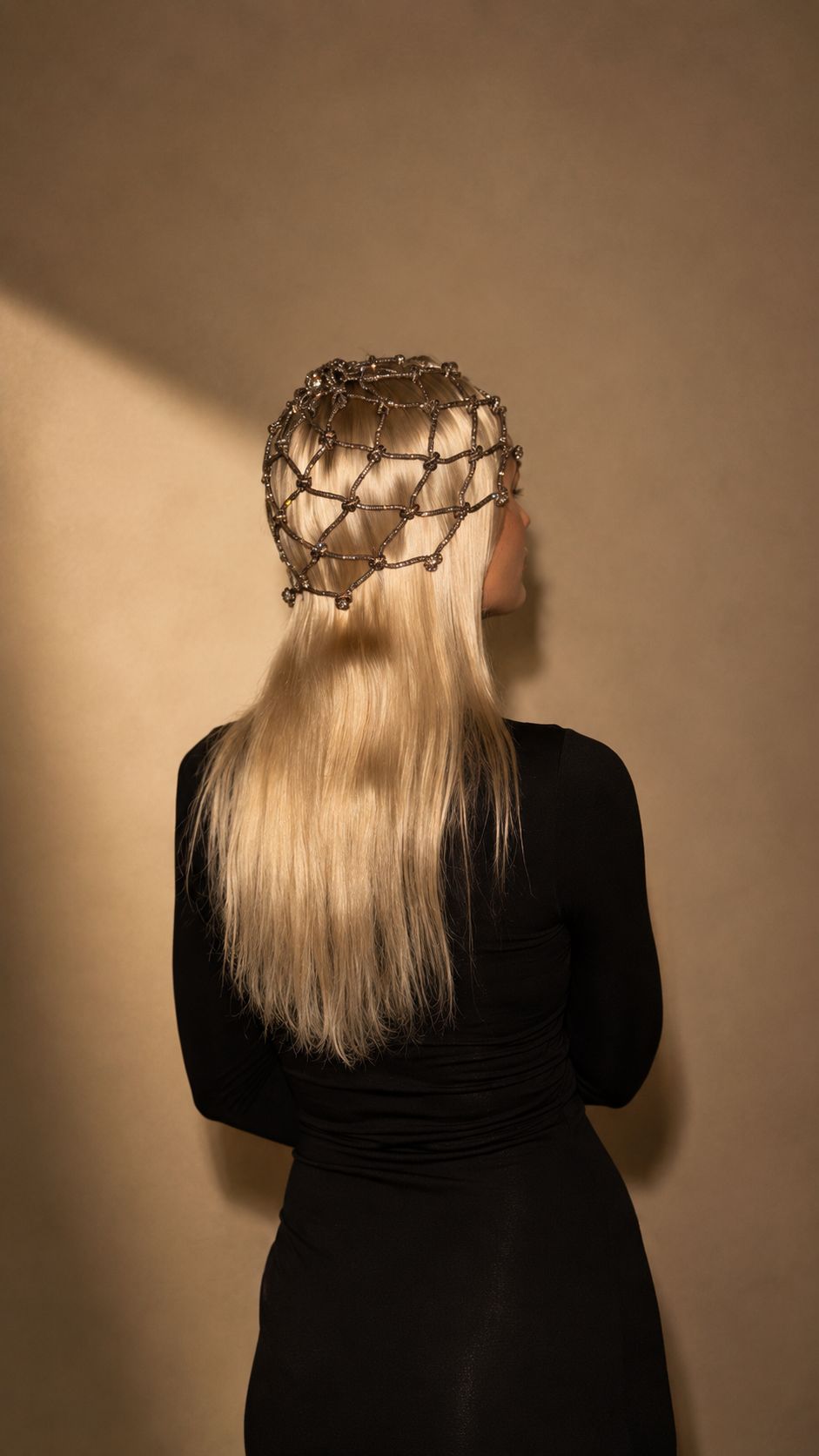 Crystal Rhinestone Hood Headpiece - Sparkly festival Mesh Bandana Hair Accessory