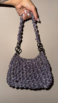 Luxury Silver Rhinestone Macrame Bag – Handcrafted Evening Clutch & Crystal Purse