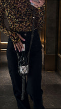Luxury Rhinestone Macrame Wine Tote – Handcrafted Champagne Bottle Carrier