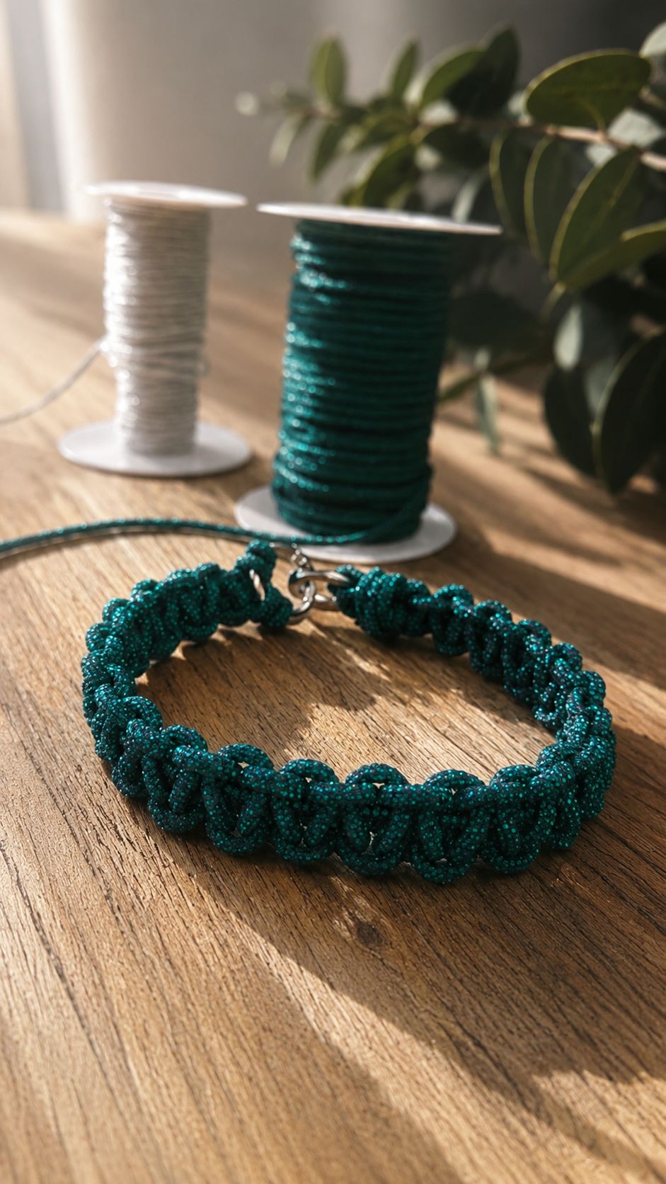 Luxury Emerald Rhinestone Macrame Choker