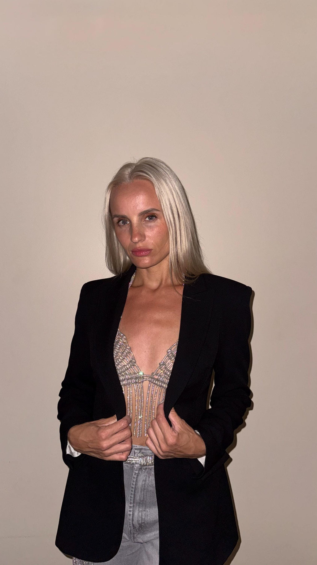 Handmade Rhinestone Halter Top, Crystal Fringe Bralette, Festival Outfit, Sparkly Macrame Top