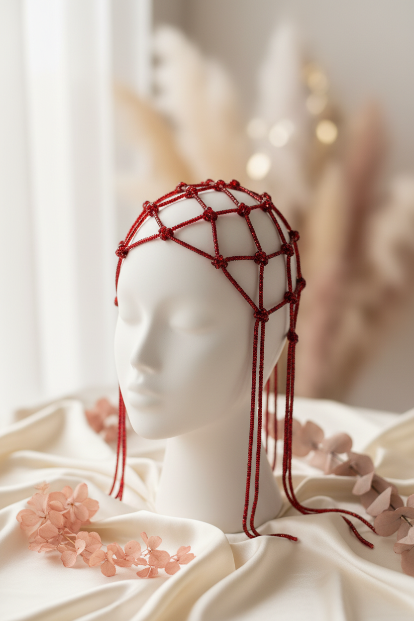 Luxury Rhinestone Macrame Headpiece – Hair Jewelry